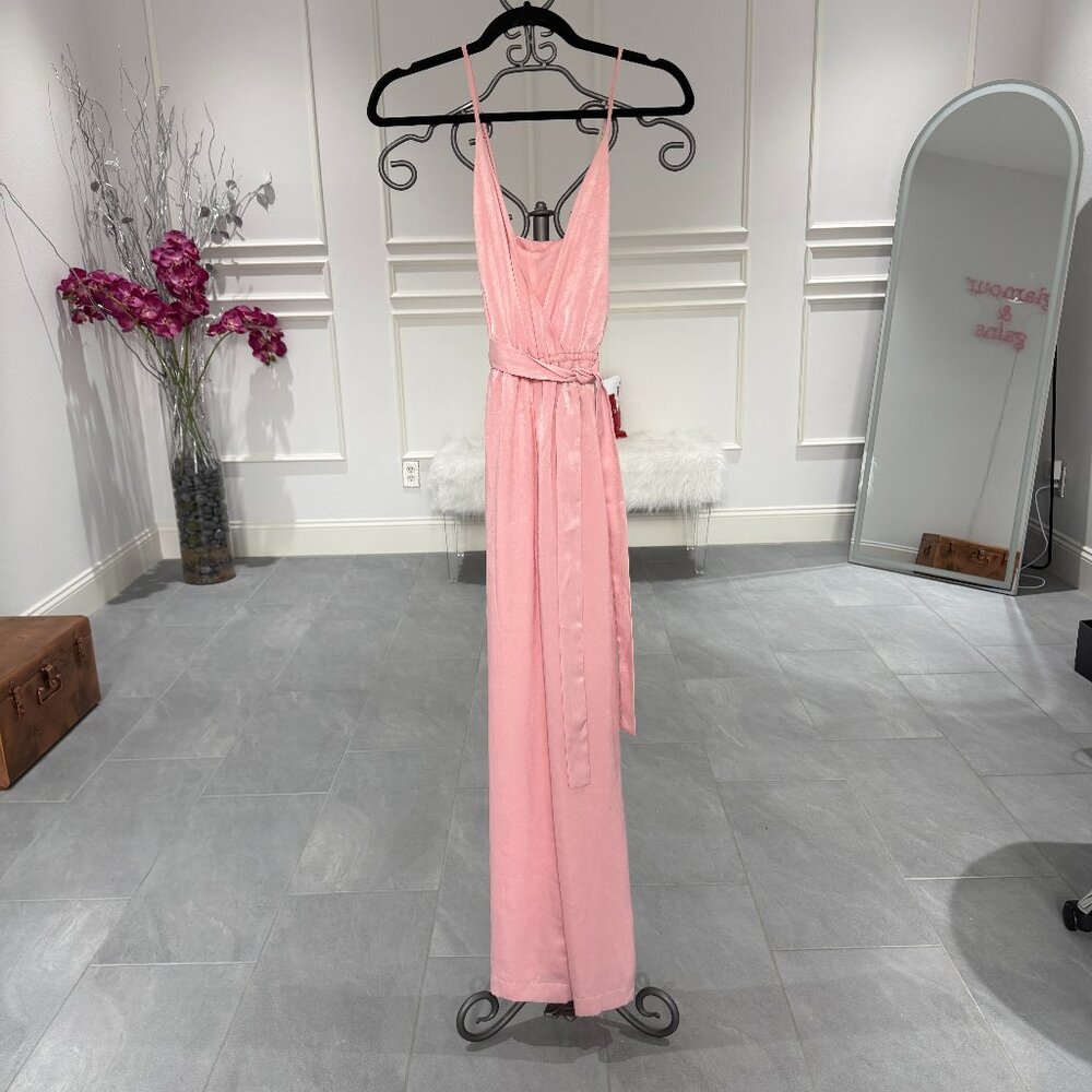 Lovers + Friends pink satin jumpsuit size XS